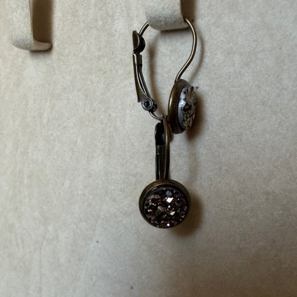 Brown and Silver Drop Earrings